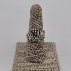Size 8.5 Sterling Silver Thick Woven Pattern Unisex Ring A2353